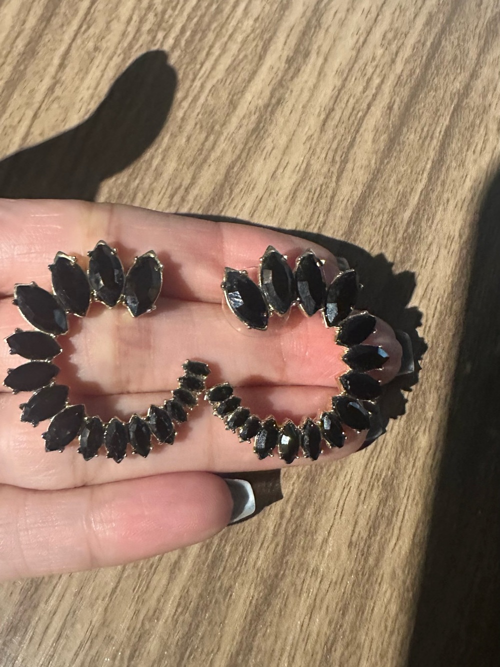 Banana Republic Black Crystal Marquise Hoop Earrings